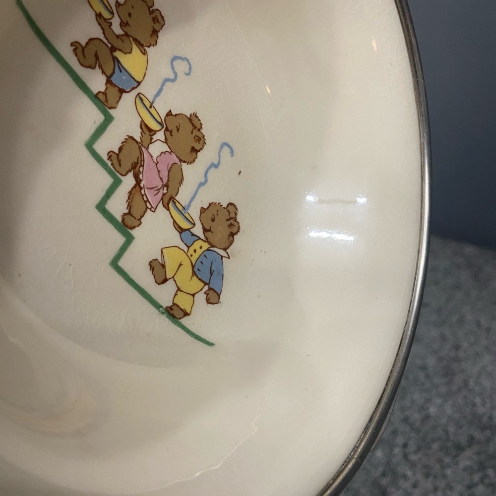 VTG Excello 3 Bears Baby/Child Warming Dish/Bowl on Steel Base Retro Cottagecore - Picture 10 of 17